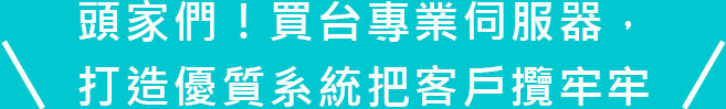 頭家們！買台專業伺服器，
                    打造優質系統把客戶攬牢牢