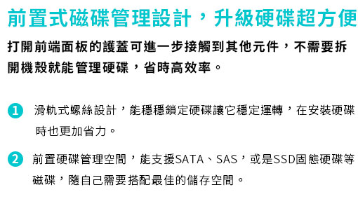 前置式磁碟管理設計，升級硬碟超方便